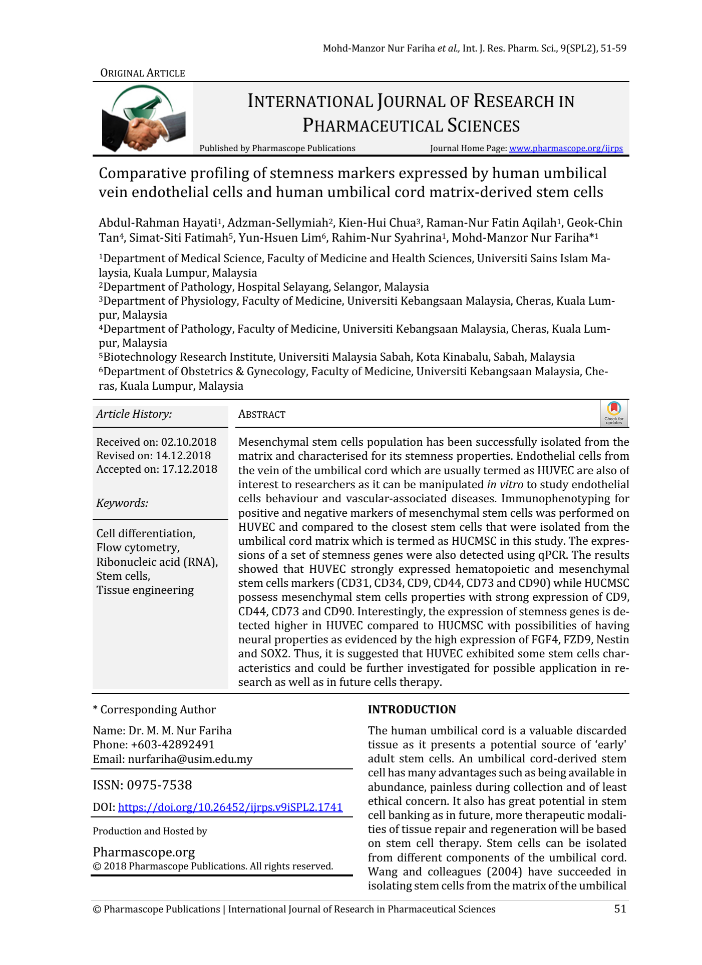 Comparative analysis of stemness markers expressed in human umbilical vein endothelial cells and human umbilical cord stromal stem cells